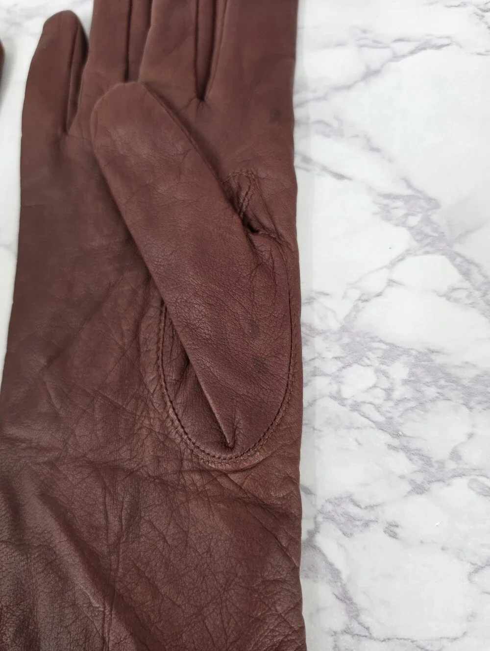 Preston & York Brown Leather Driving Gloves with Cashmere Lining
